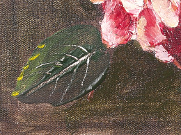 Leaf veins scratched in fresh B72 Retouching Gel paint